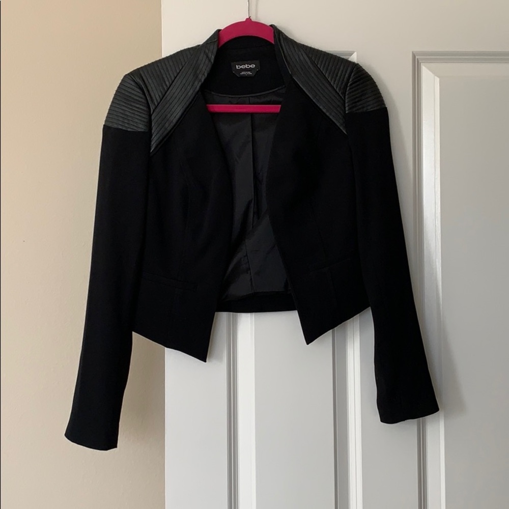 Black Bebe Jacket with Faux Leather Detail Size S